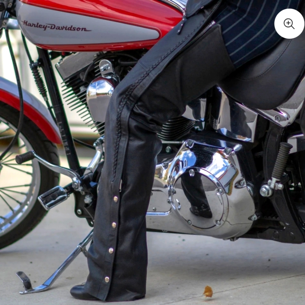 Custom Red Rose Braid Detail Premium Leather Chaps woman's medium